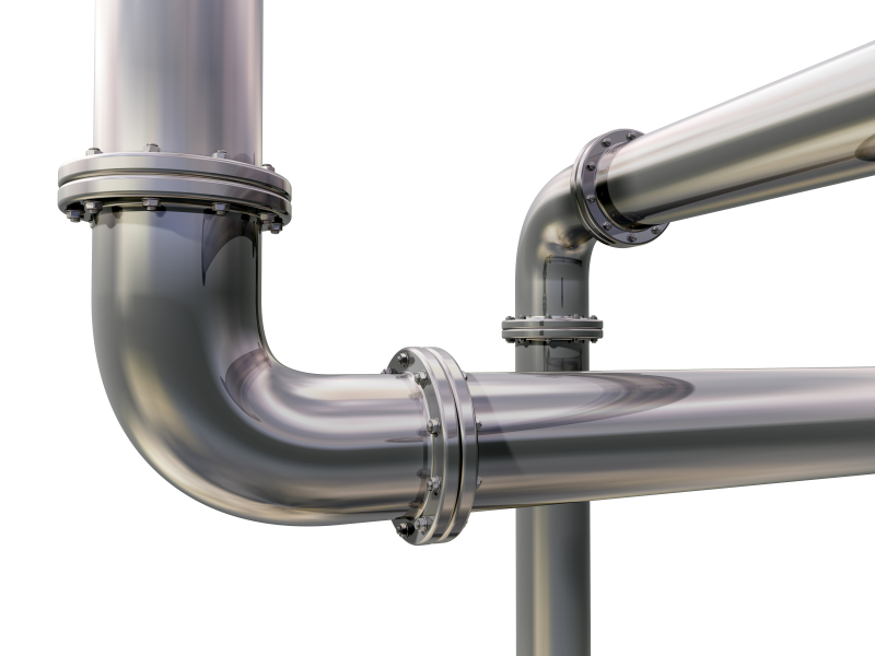 Illustration of two industrial pipes crossing each other